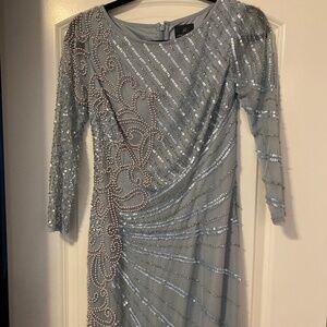 blue Adrianna Papell beaded dress